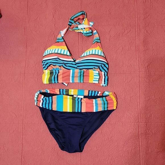Anne Cole 2 Piece Bikini Halter Style Top Womens Swimsuit Size XS - Picture 1 of 9
